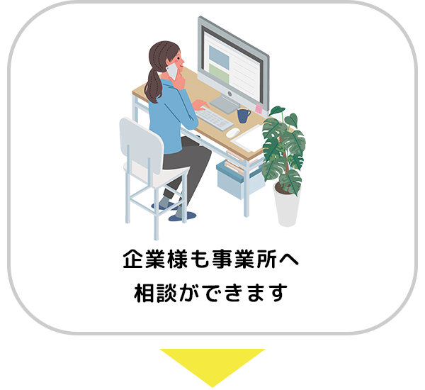 イラスト：企業様も事業所へ相談ができます